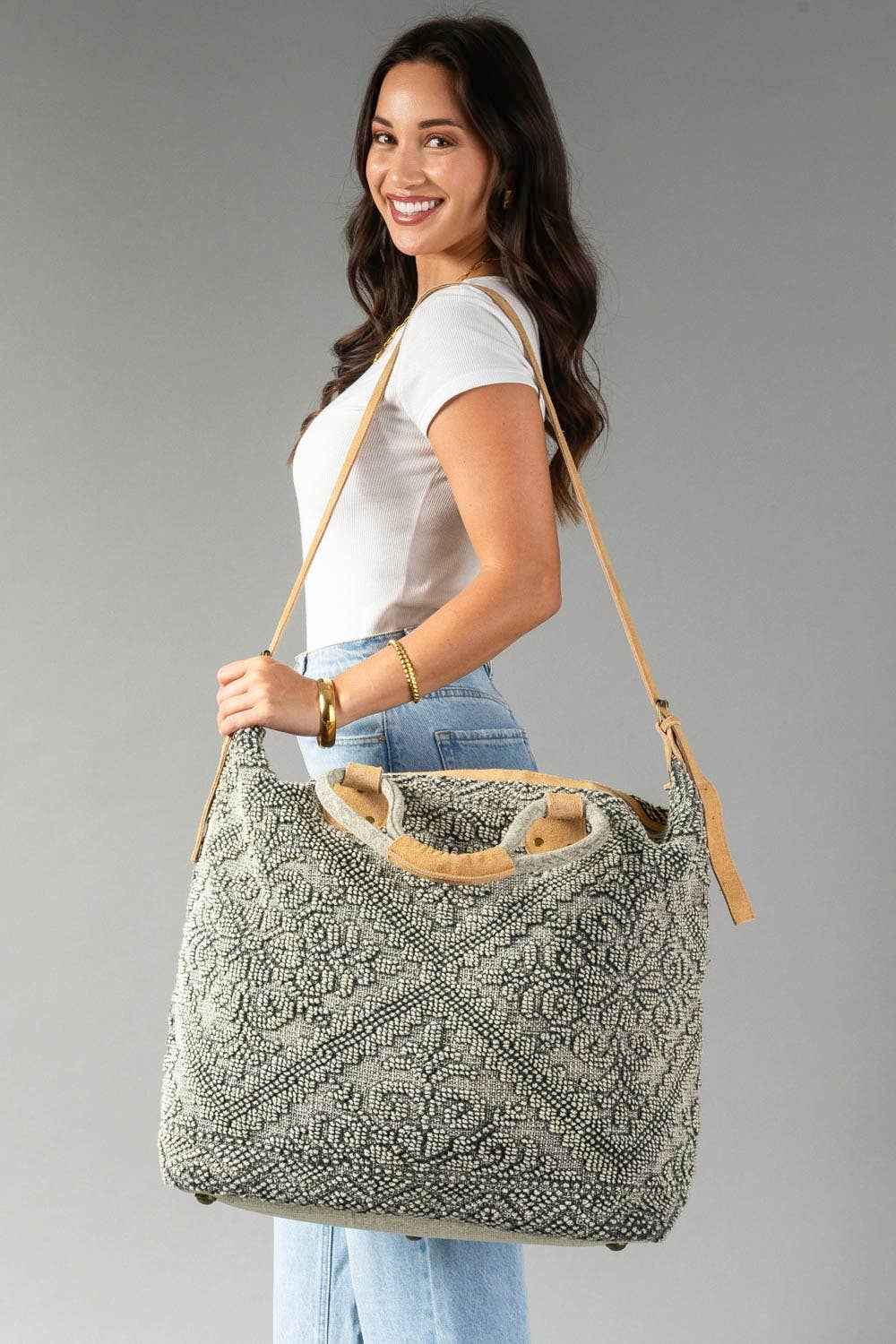 Panache Sage Vintage-Inspired Textured Tote