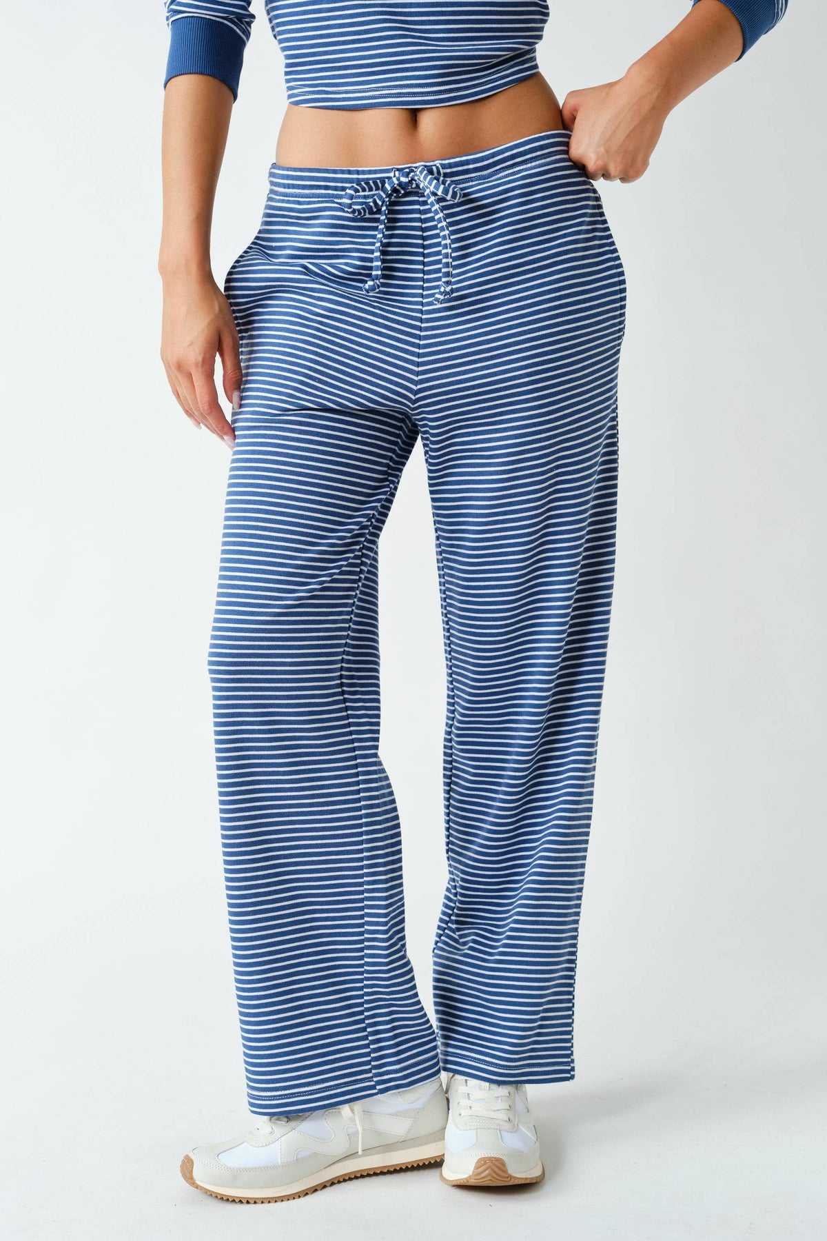 Coastal Striped Crop Top & Pant Set