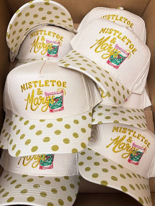 Mistletoe & Margs Chartreuse Polka Dot Trucker Hat