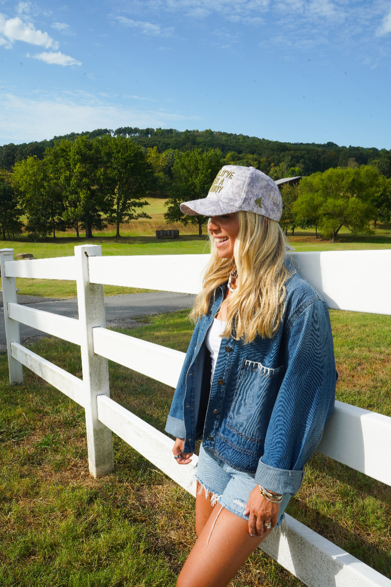 Should've Been a Cowboy Washed Camo Trucker Hat