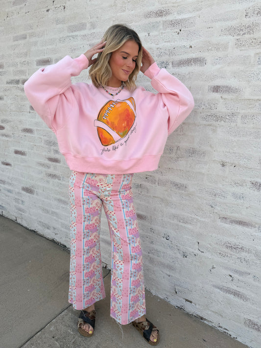 Floral Patchwork Stretch Denim Jeans
