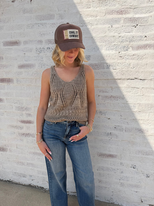 Cool It Cowboy Brown Corduroy Mesh-Back Patch Hat