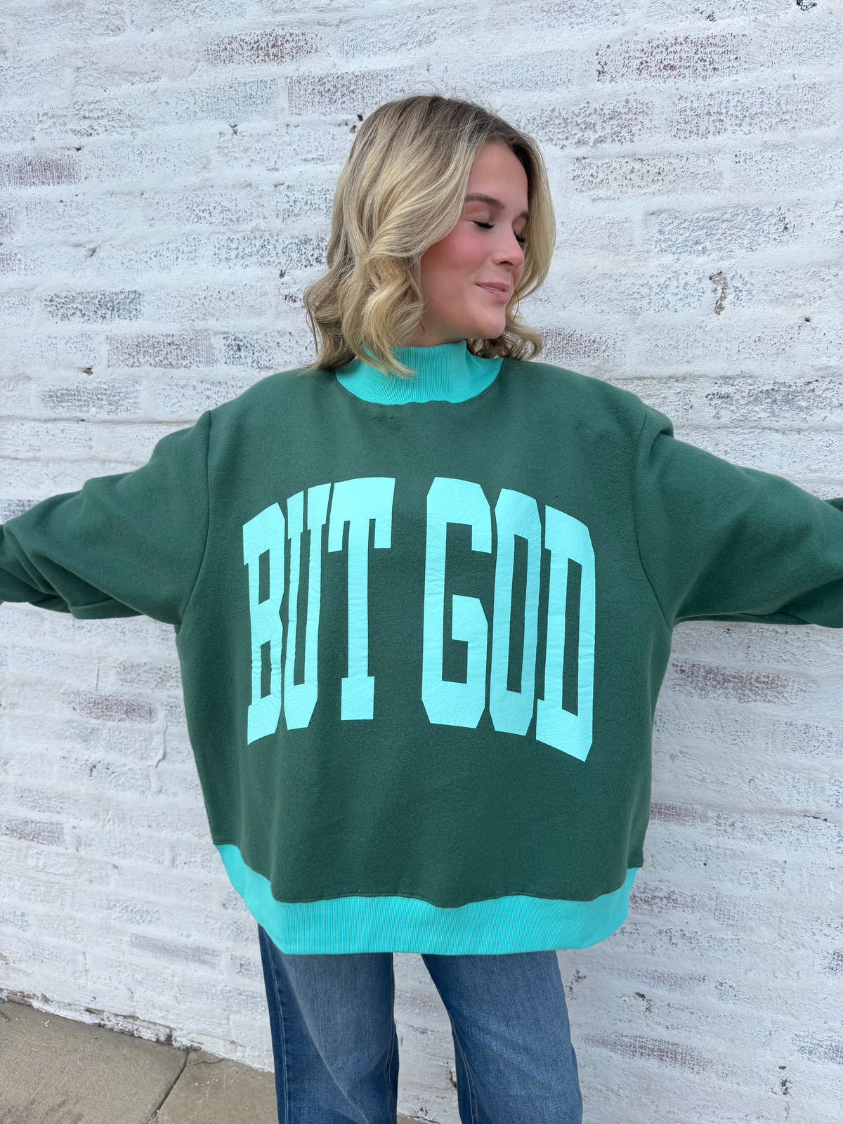 But God 2-Sided Mock Sweatshirt