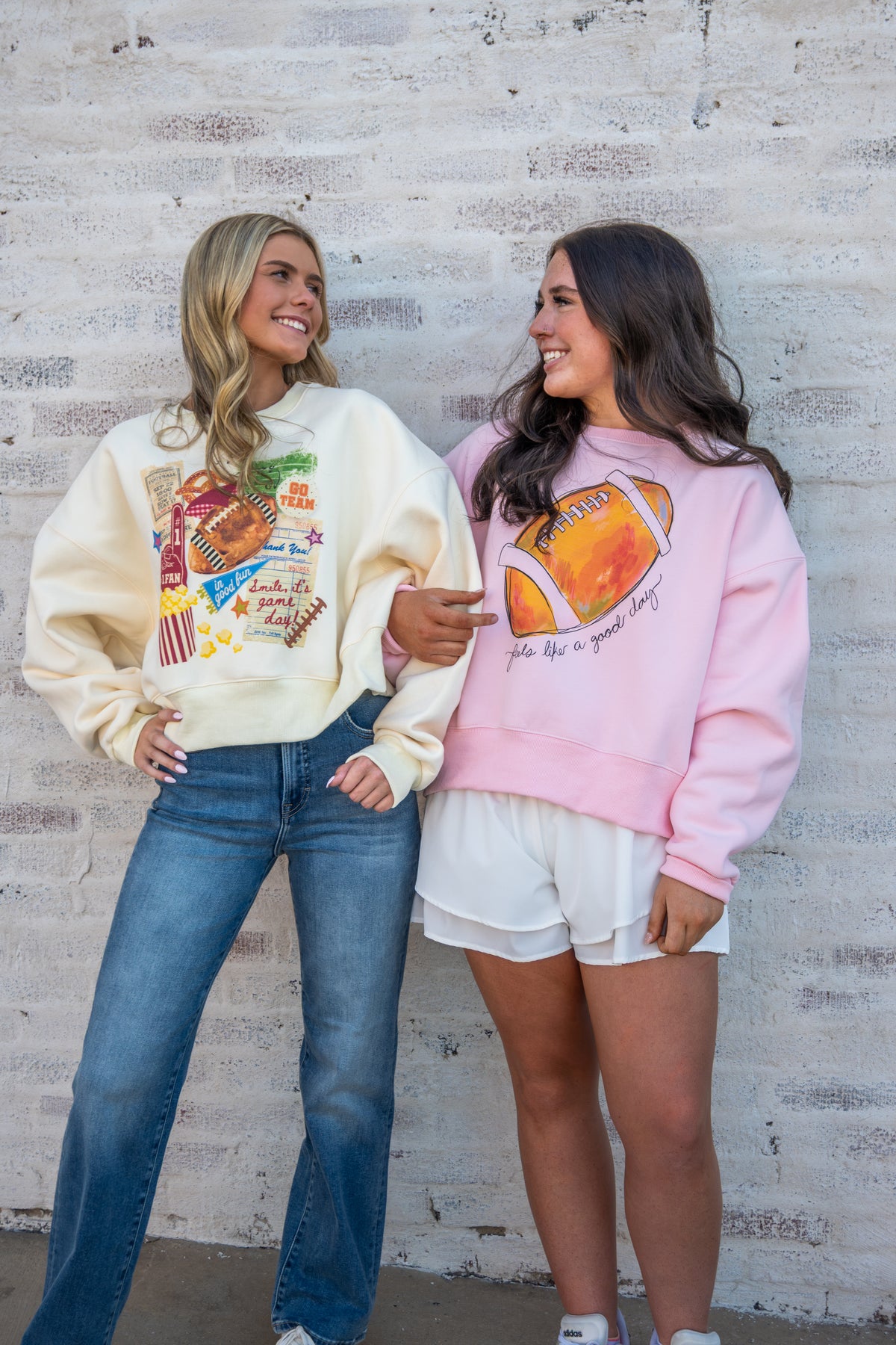 Football Collage Crop Sweatshirt