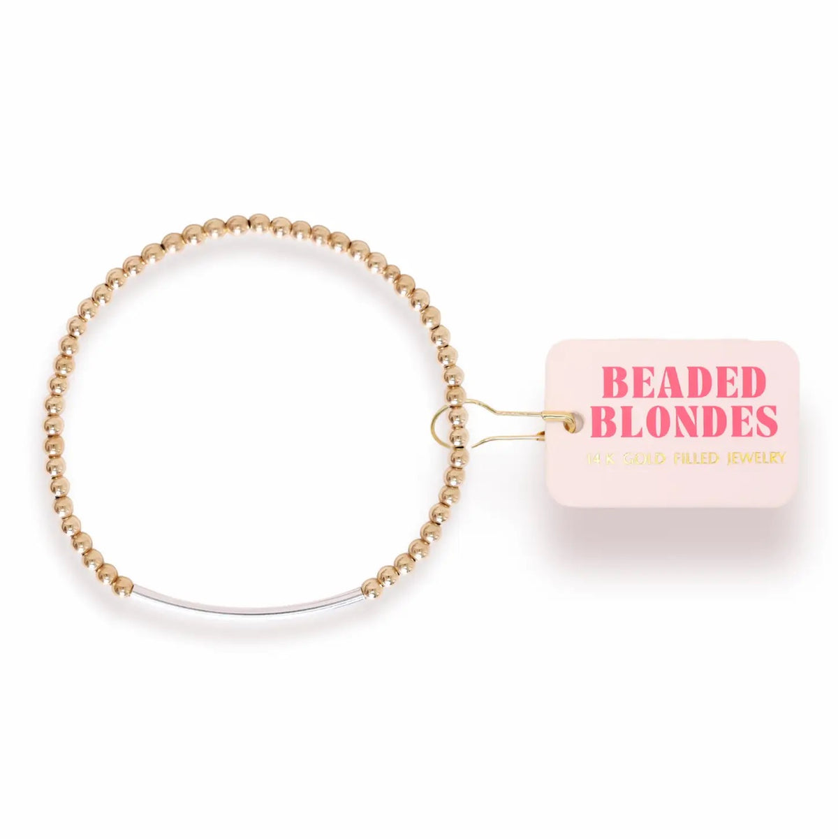 Beaded Blondes Gold Bead Bracelet with Silver Bar