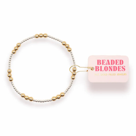 Beaded Blondes ILY Silver Bracelet with Gold Accents
