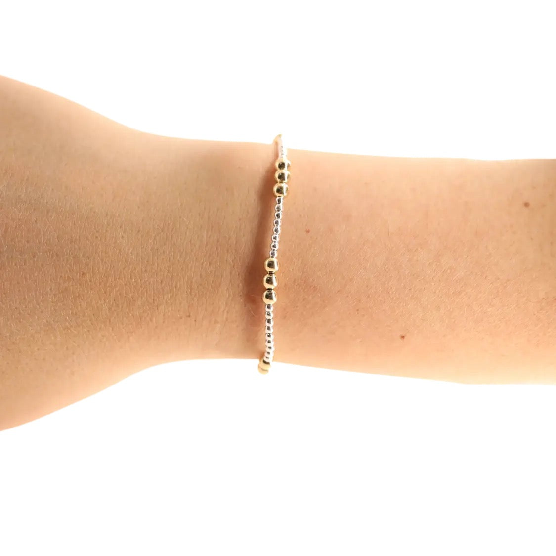 Beaded Blondes ILY Silver Bracelet with Gold Accents
