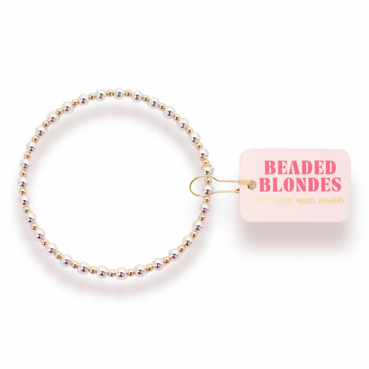 Beaded Blondes Mini Katy Silver Bracelet with Gold Accents