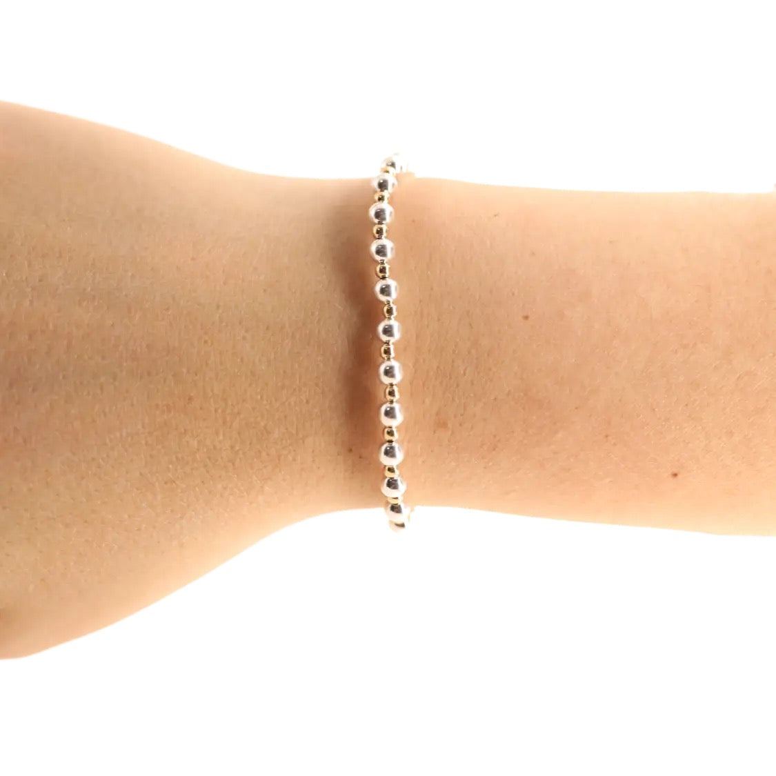 Beaded Blondes Mini Katy Silver Bracelet with Gold Accents
