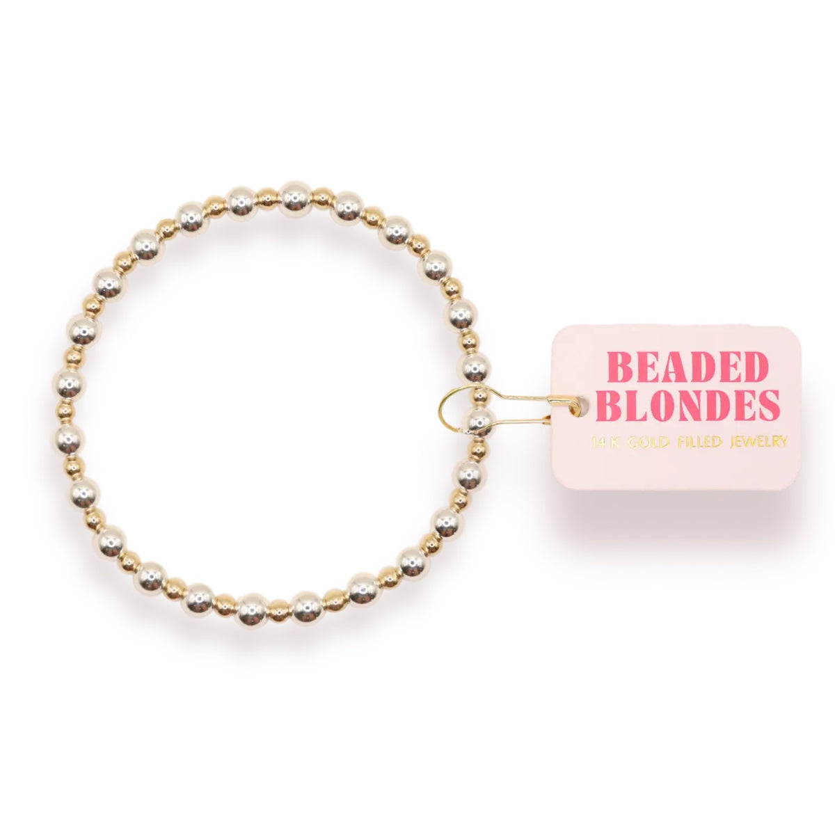 Beaded Blondes Katy Silver Bracelet with Gold Accents