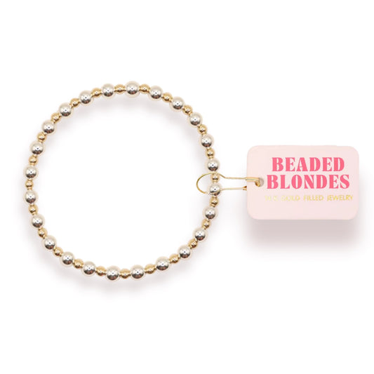 Beaded Blondes Katy Silver Bracelet with Gold Accents