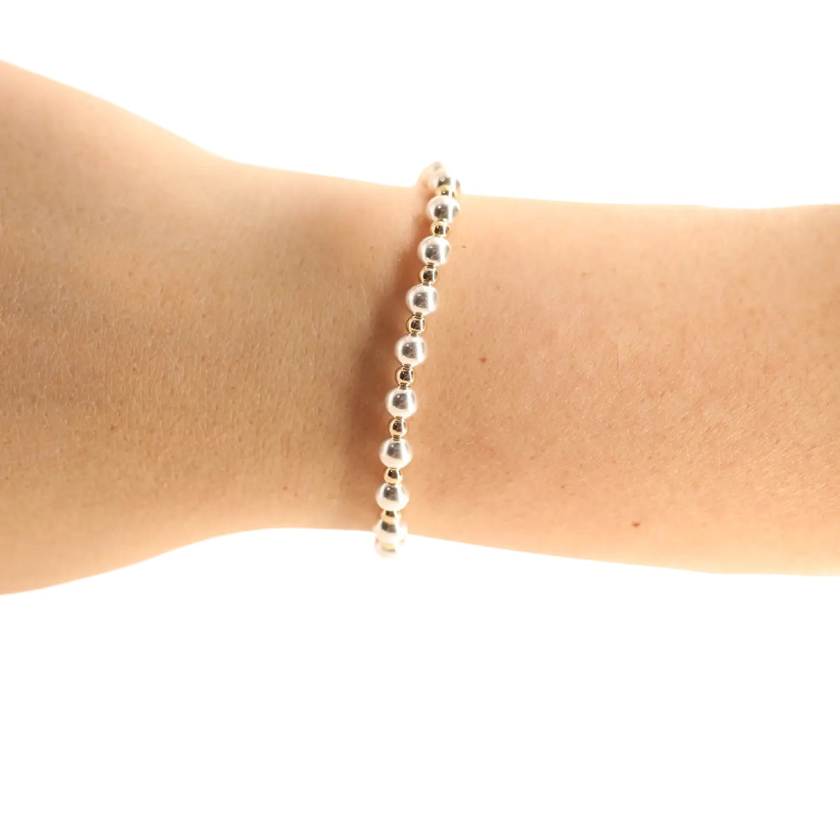 Beaded Blondes Katy Silver Bracelet with Gold Accents