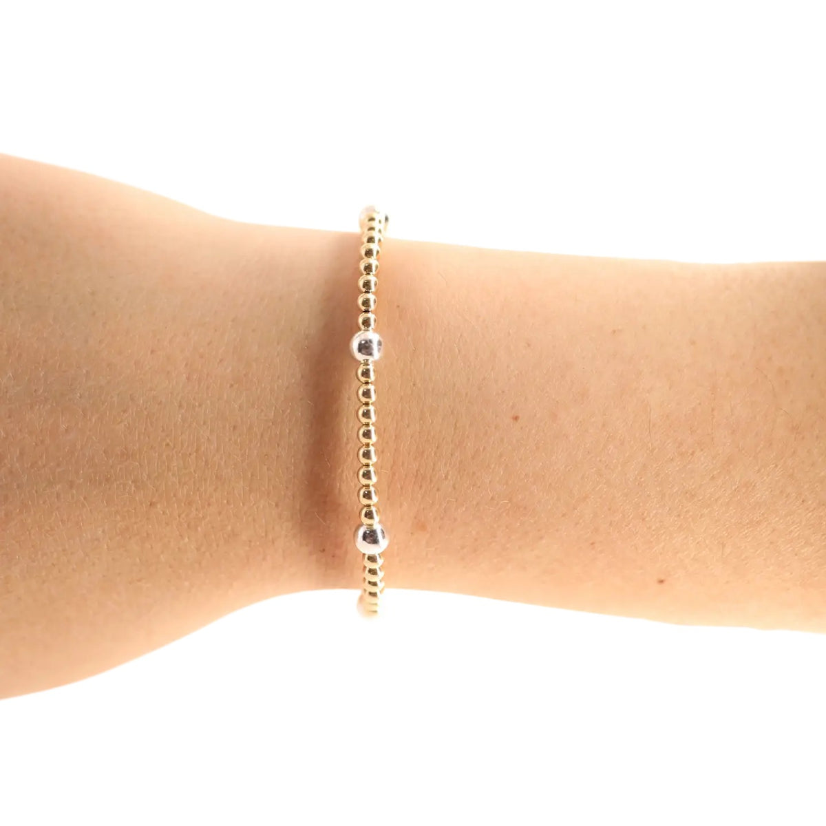 Beaded Blondes Olive Gold & Silver Beaded Bracelet
