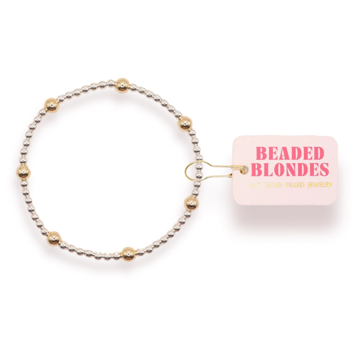 Beaded Blondes Olive Silver Bracelet with Gold Accents