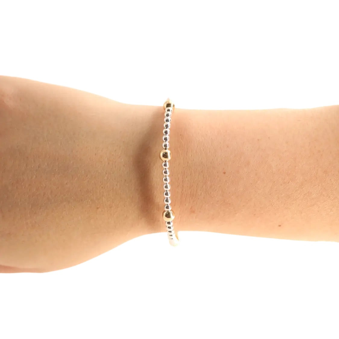 Beaded Blondes Olive Silver Bracelet with Gold Accents