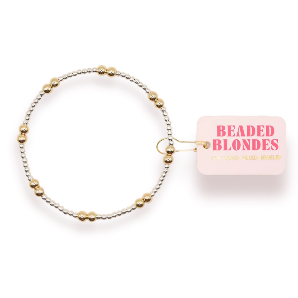 Beaded Blondes Leah Silver Bracelet with Gold Accents