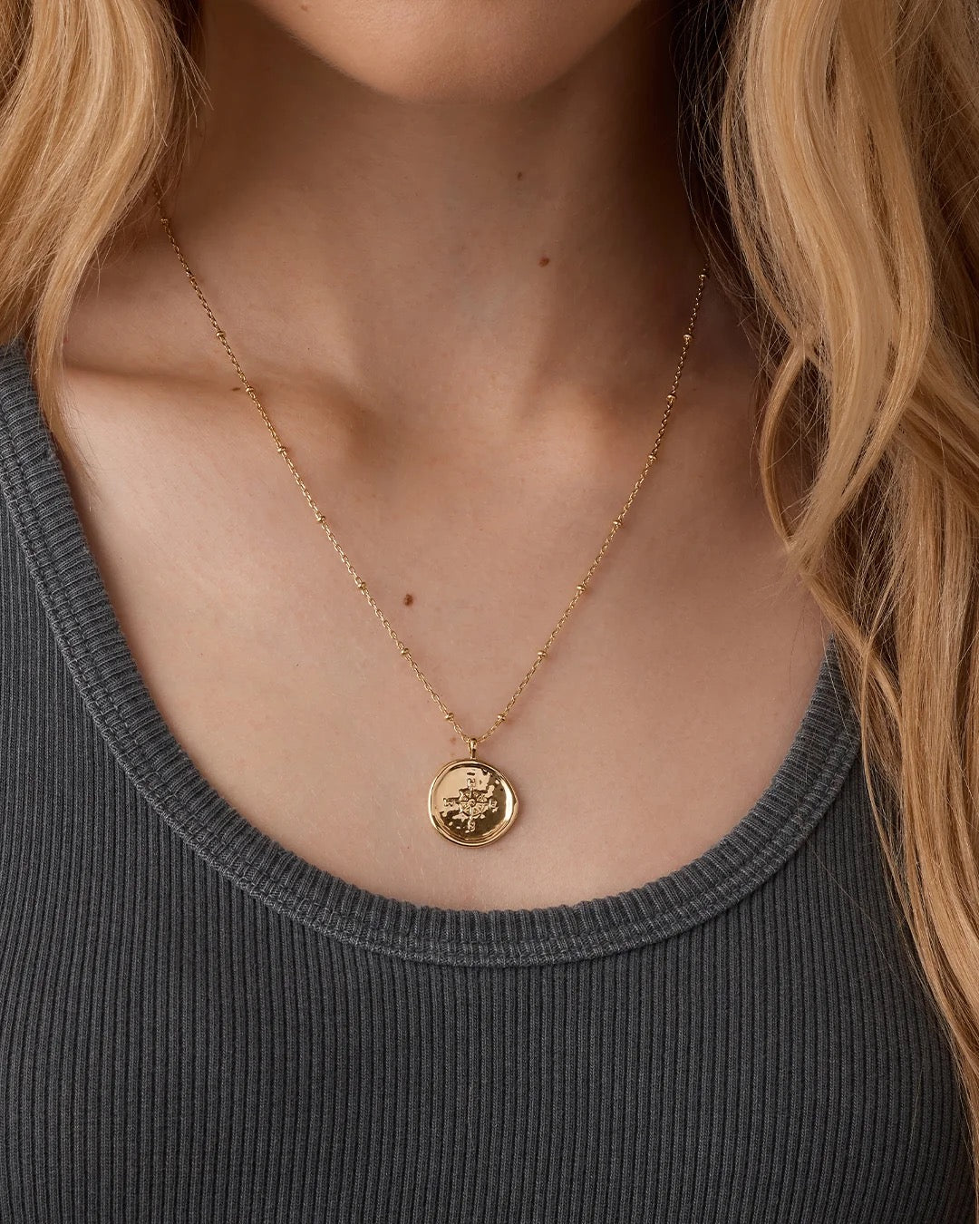 Gorjana Compass Coin Necklace - Gold