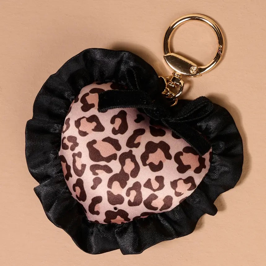 Puffy Heart Bag Charm - Cheetah Love