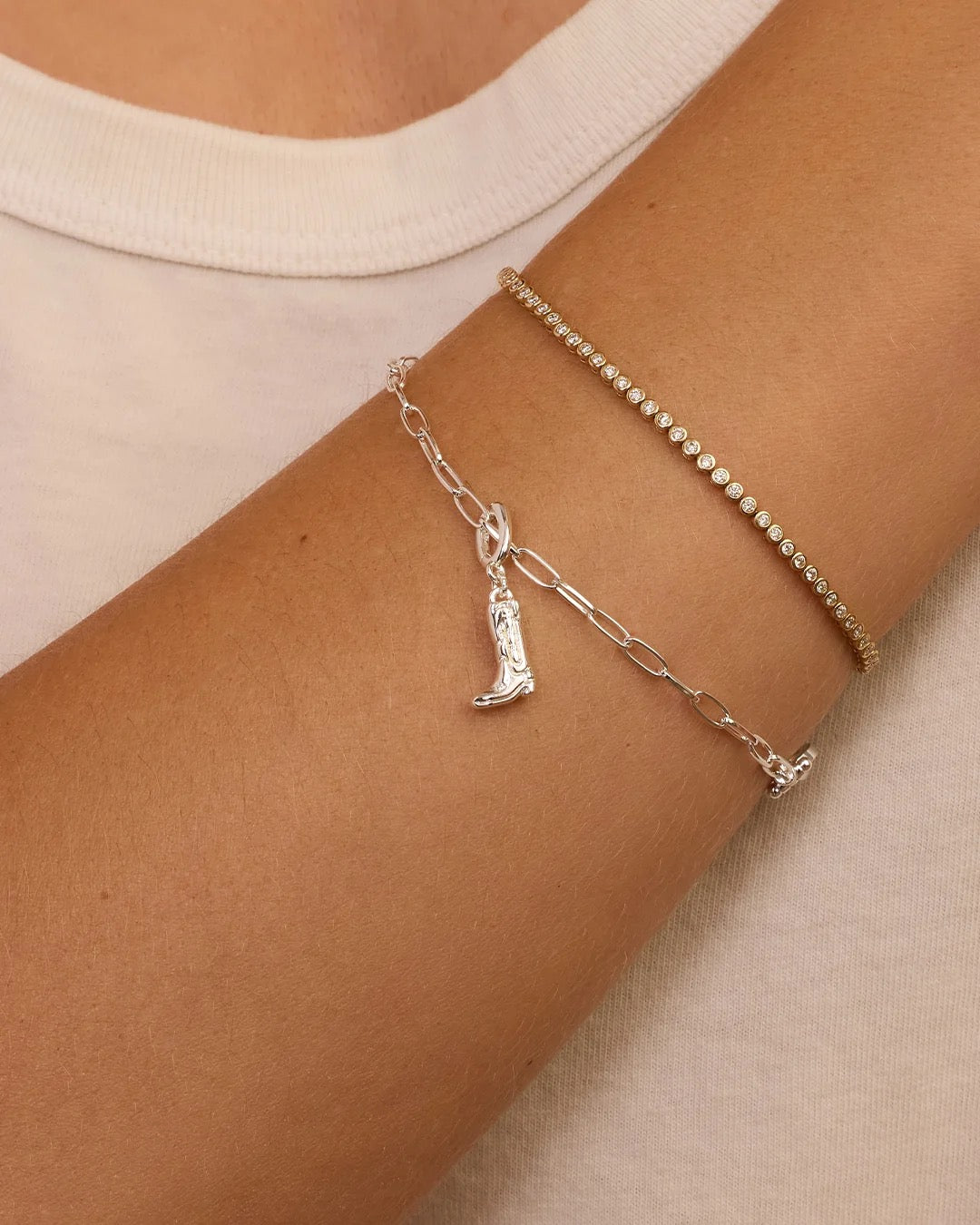 Gorjana Cowboy Boot Parker Charm - Silver
