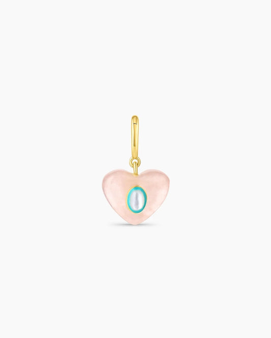 Rose Quartz Heart Parker Charm - Gold