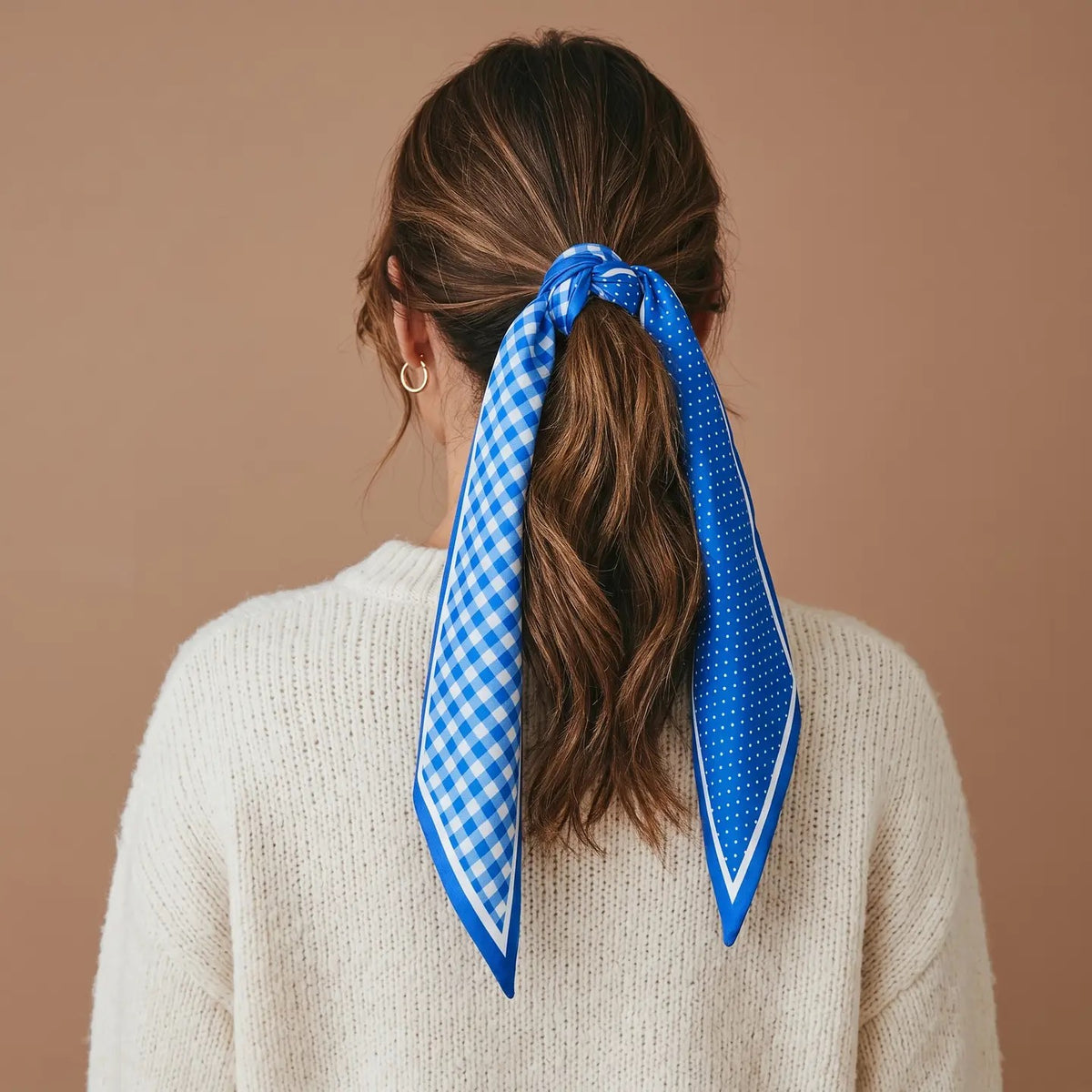 Twirl & Tie Scarf Accessory - Gingham Blue