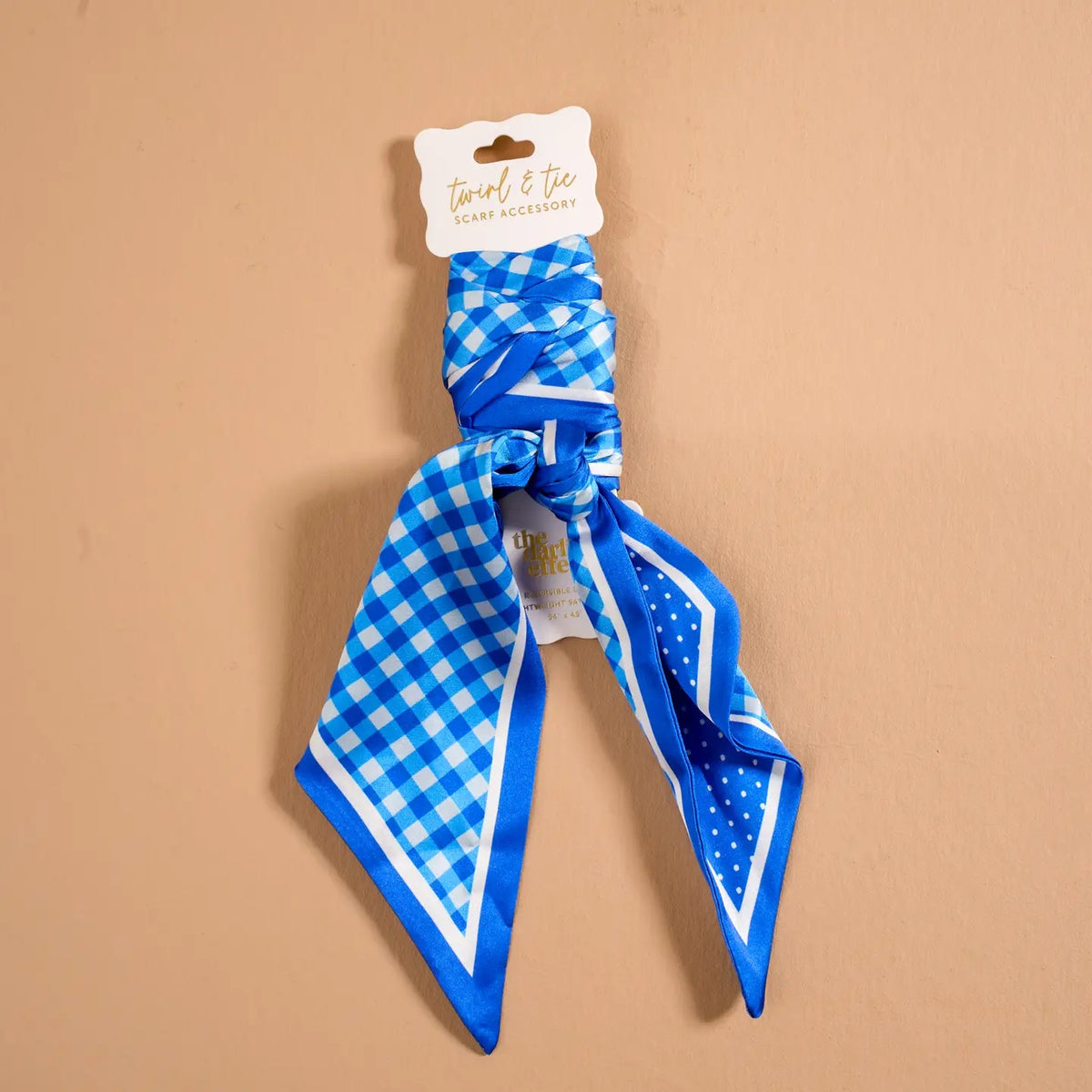 Twirl & Tie Scarf Accessory - Gingham Blue