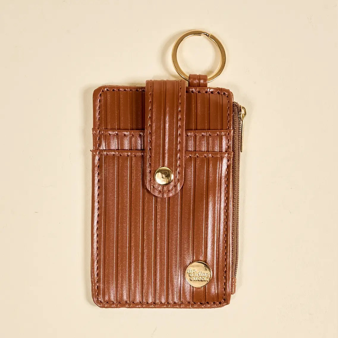 Ripple Ridge Keychain Wallet - Cognac