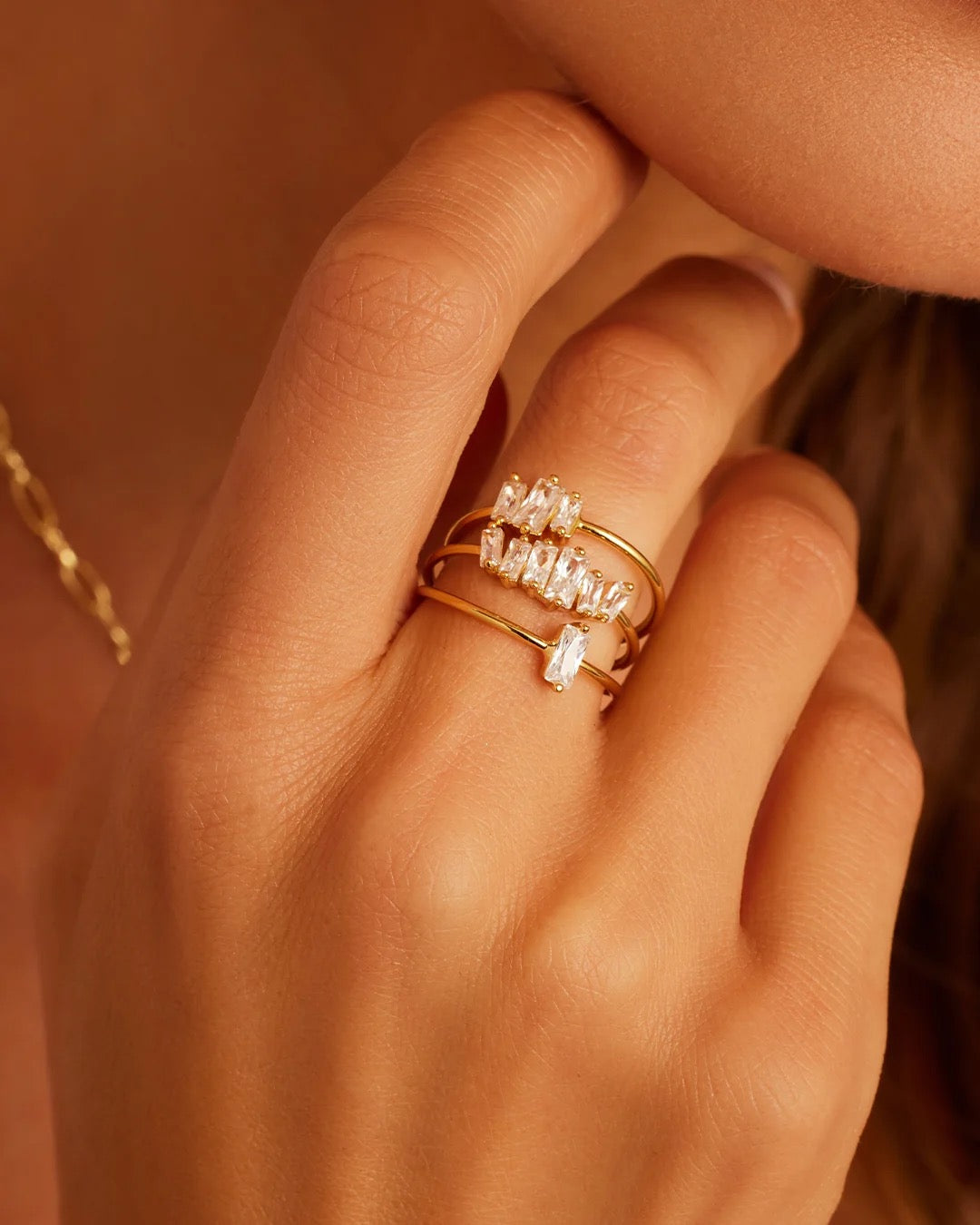 Gorjana Amara Ring Set - Gold, Size 7