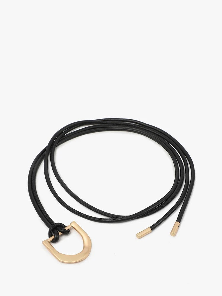 Jen & Co Black Vegan Leather Dual-Strap Waist Belt - S/M