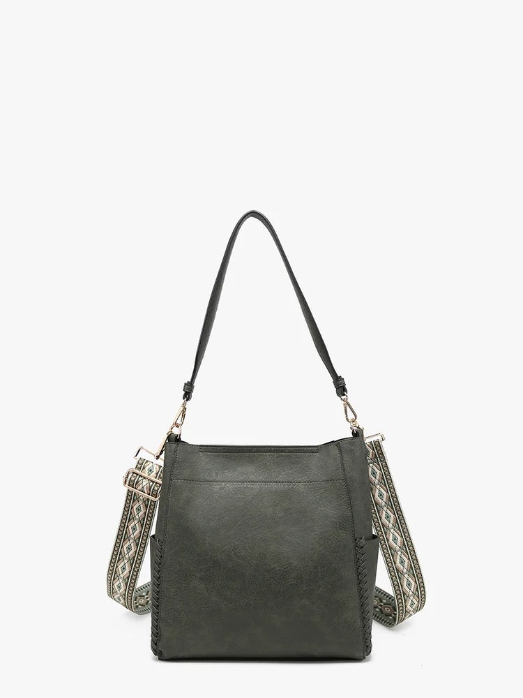 Jen & Co Penny 2-in-1 Vegan Bucket Bag - Dark Olive