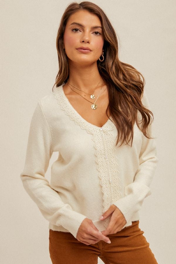 Lace Detail Knit Sweater