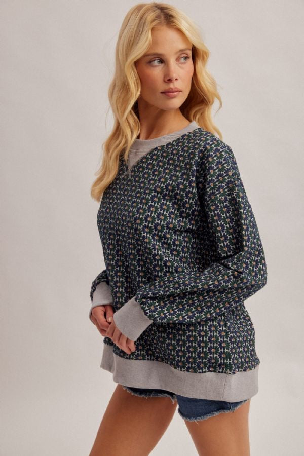 Floral Knit Jacquard Pullover