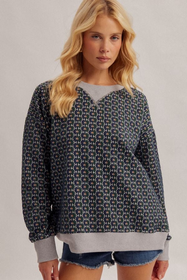 Floral Knit Jacquard Pullover