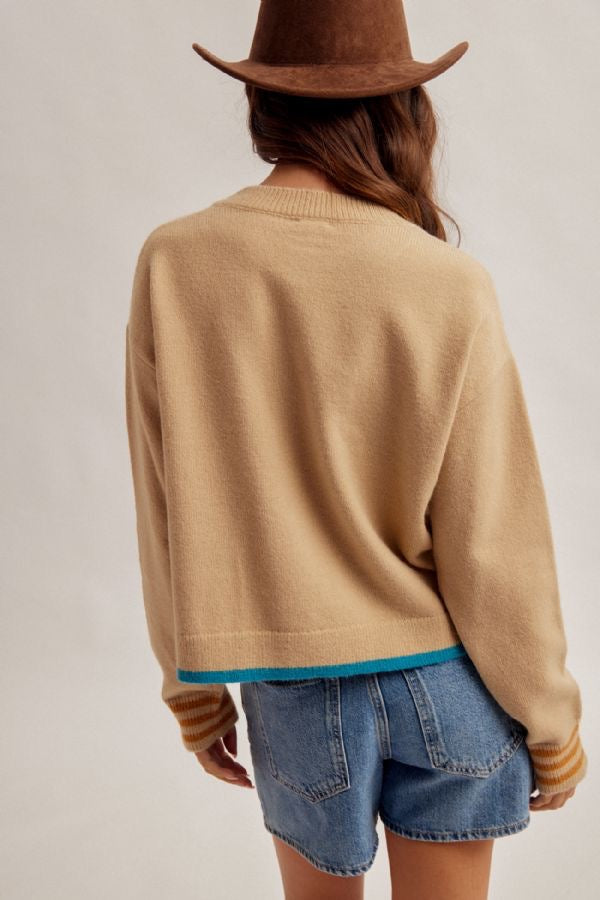 Horse Oversized Button-Down Cardigan - Latte