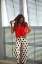 Bold Ivory Polka Dot Barrel Pants