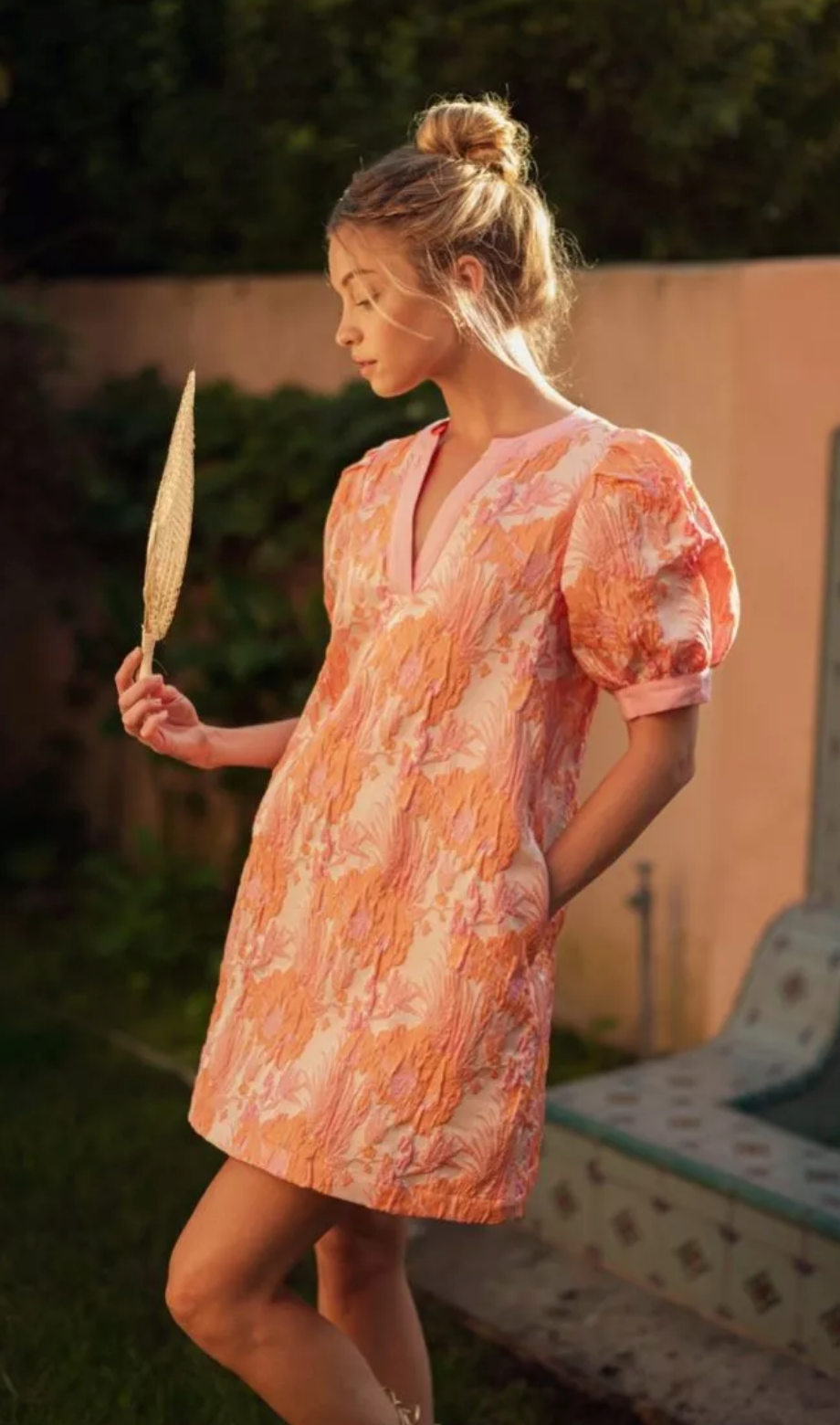 Peach Jacquard Dress