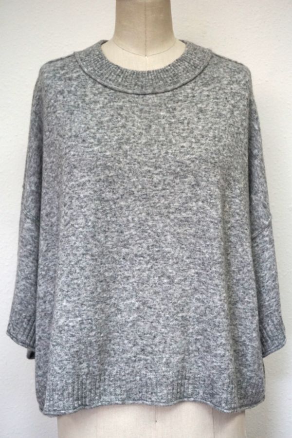 Half Sleeve Oversized Short Sweater - Grey