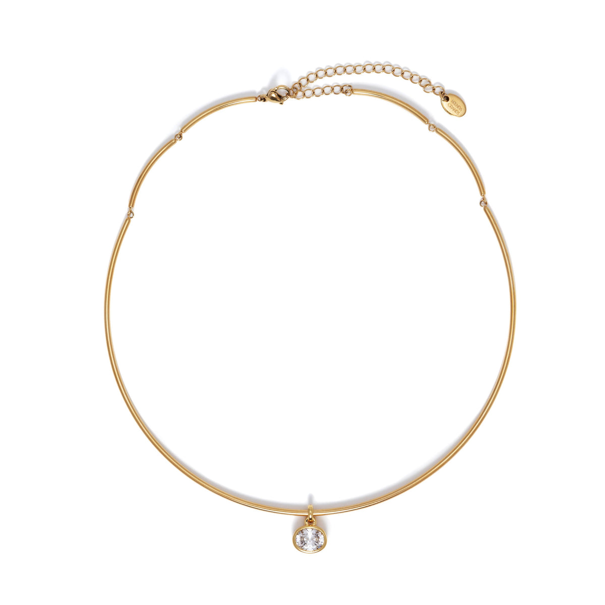 Brenda Grands 18K Gold Oval Cubic Zirconia Collar Necklace