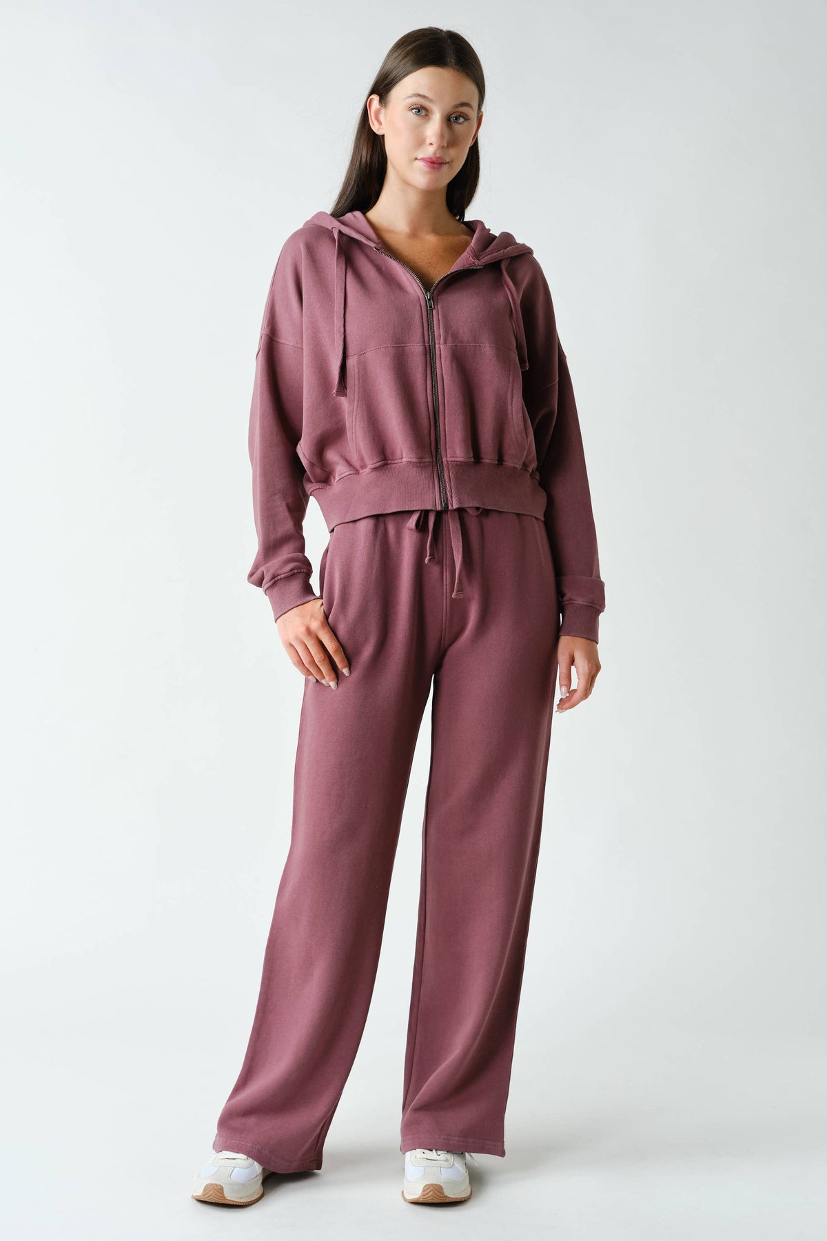 Mono B Urban Ease Mineral Wash Hoodie Jacket - Coffee Bean