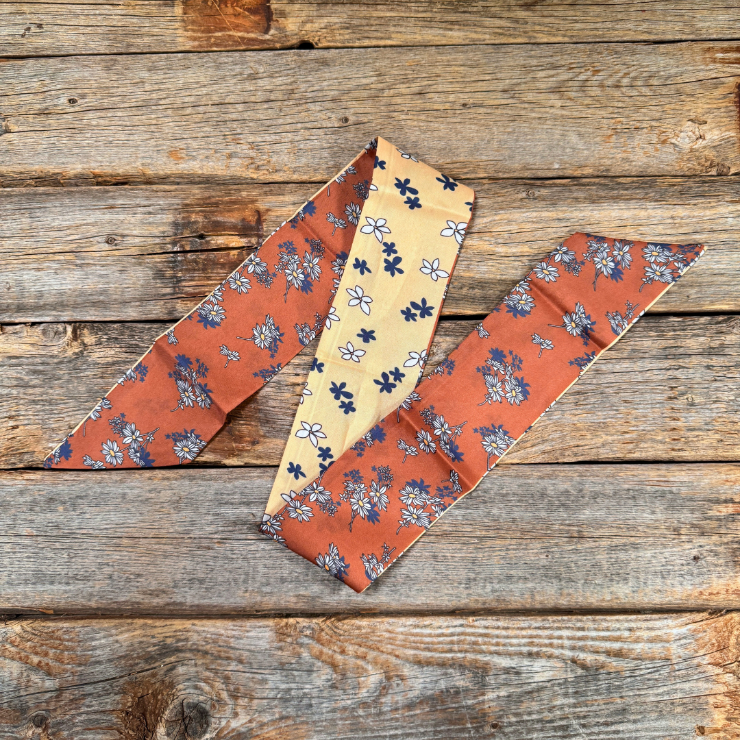Brown and Tan Western Skinny Mini Wild Rag Scarf / Cowgirl Necktie #TW137