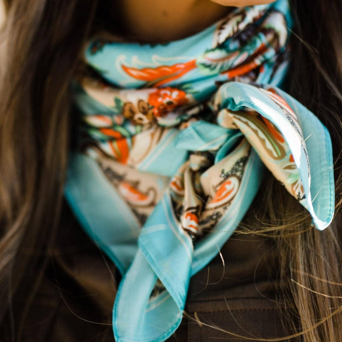 Turquoise That So 70's Paisley Wild Rag - Western Scarf