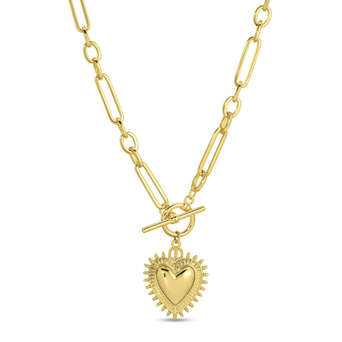 Splendid Iris Gold Heart Statement Toggle Necklace