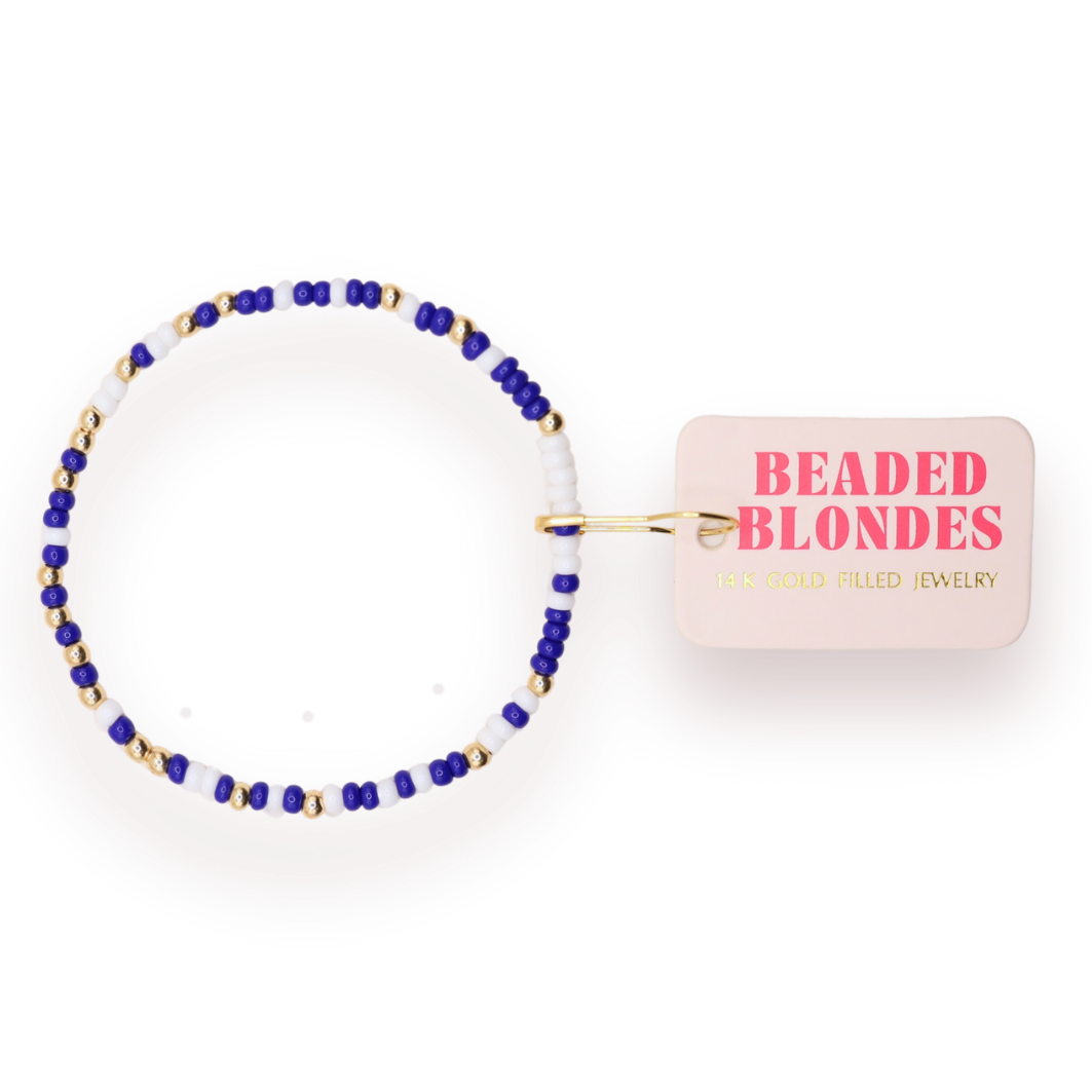 Beaded Blondes Navy & White Game Day Sprinkle Bracelet