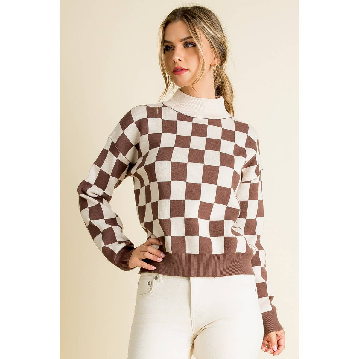 THML Brown Checkered Sweater