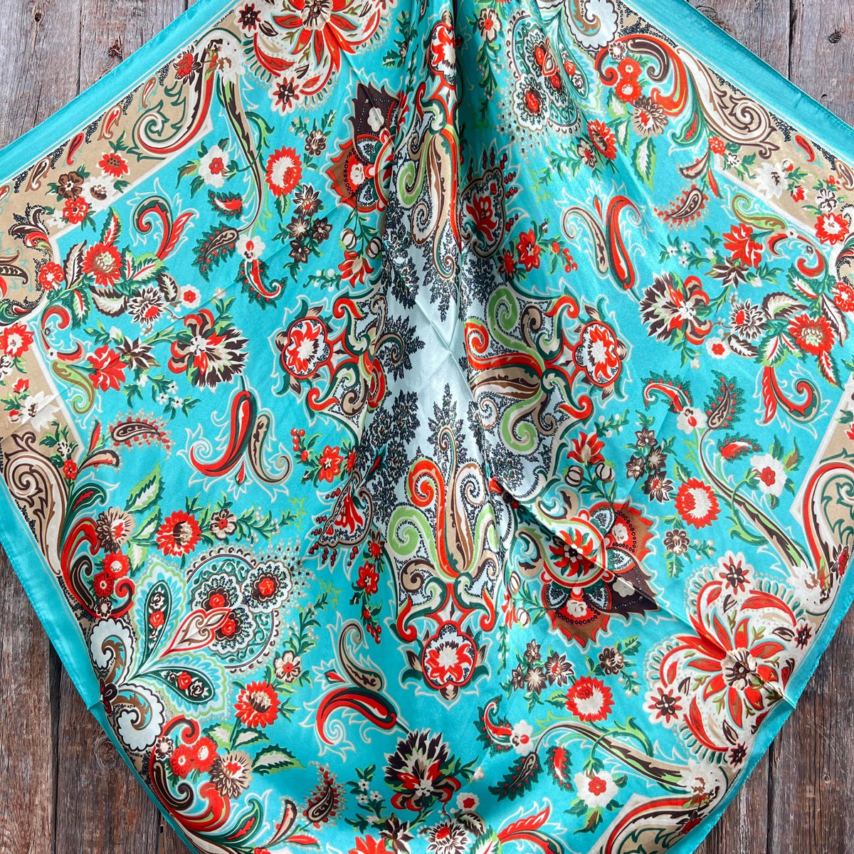 Turquoise That So 70's Paisley Wild Rag - Western Scarf
