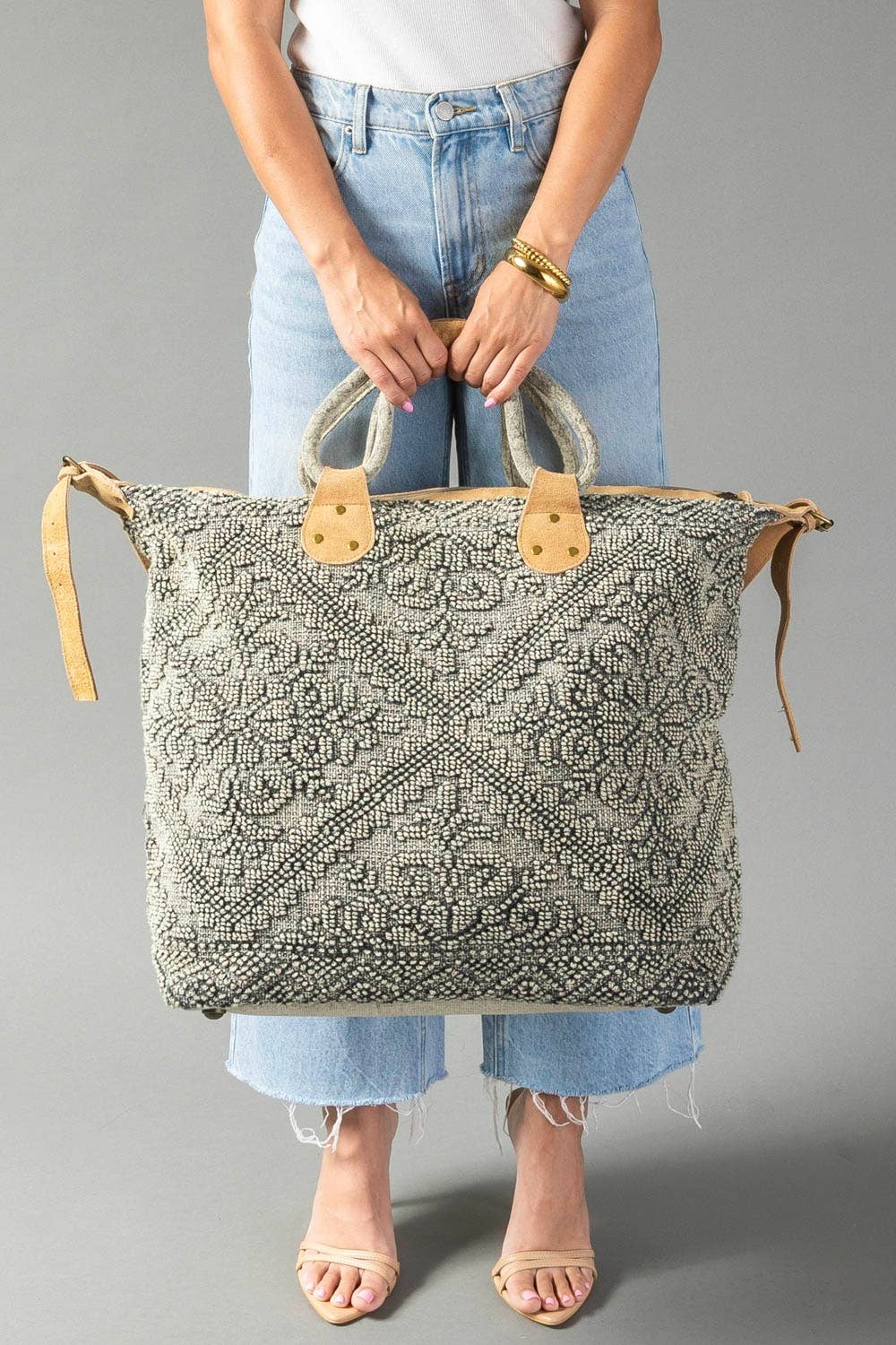 Panache Sage Vintage-Inspired Textured Tote