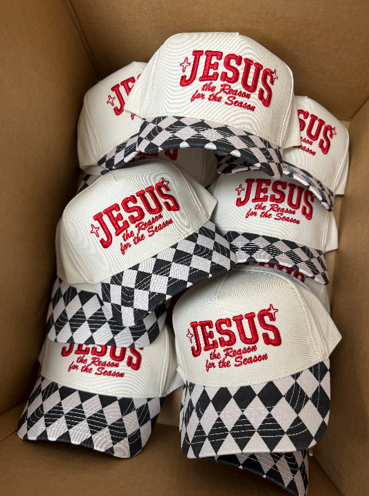Jesus Is the Reason Black Argyle Trucker Hat