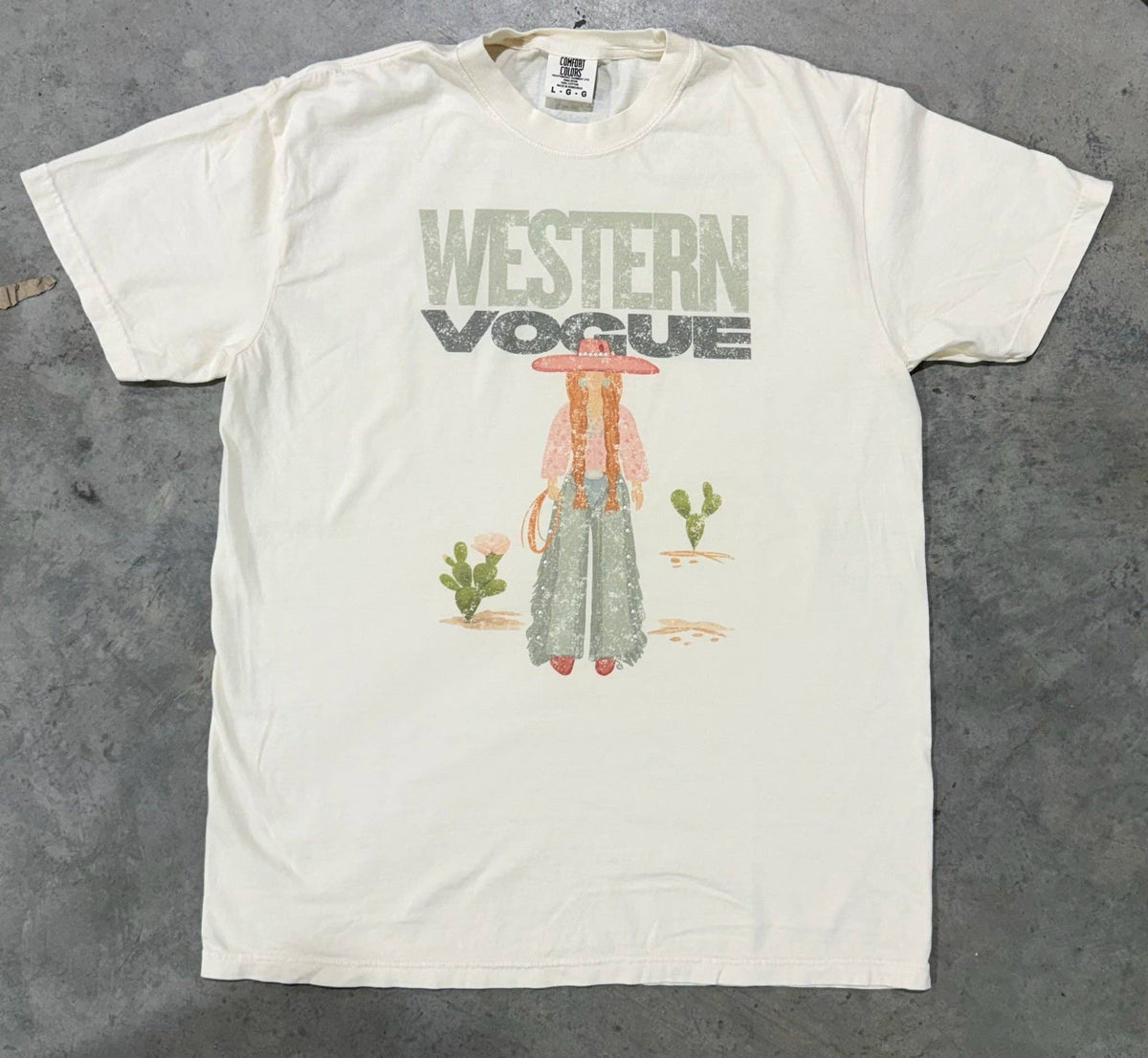Cowgirl Kaki Ivory Comfort Colors Cropped Tee