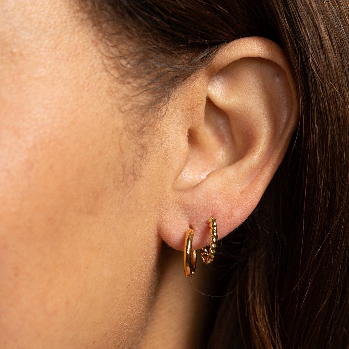 Splendid Iris Gold Huggie Earrings Set of 3 - Pavé, Plain & Twist