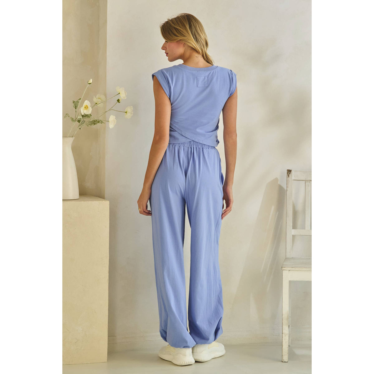 Sky Drift Capri Blue Twist-Front Lounge Set